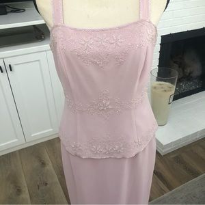 Beaded size 8 light pink color steap dress with Shawl.